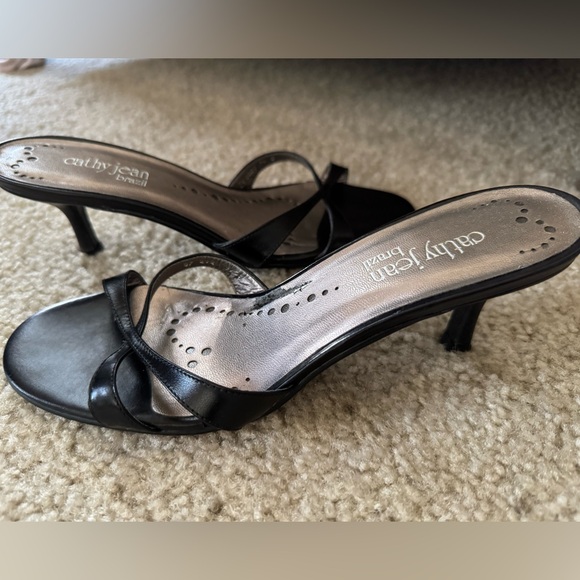 Cathy Jean Black Strappy Heels - Picture 1 of 5